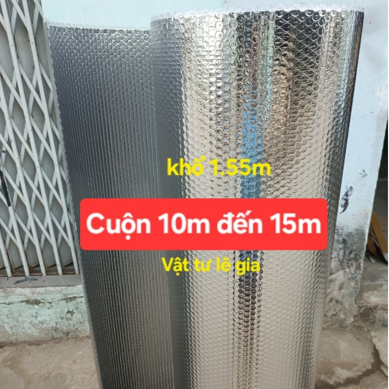 (Khổ 1,5m x dài 10m_15m) Tấm cách nhiệt túi khí 2 mặt bạc chống nóng mái tôn