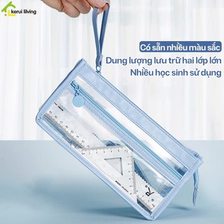 Hộp đựng bút nhiều ngăn tiện lợi PIKUP, túi đựng bút trong suốt nhiều màu sắc để chọn lựa đáng yêu
