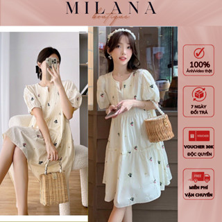 Váy bầu, đầm bầu hoa nhí kiểu dáng hàn quốc 2023 mẫu mới BABYDOLL HỌA TIẾT HOA NHÍ VINTAGE TAY BỒNG TIỂU THƯ M03