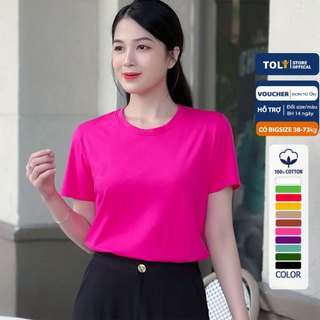 Áo thun nữ TOLI cổ tròn tay ngắn, dáng ôm nhẹ, vải Cotton co dãn mềm mịn, màu trơn, hàng chính hãng cao cấp 
