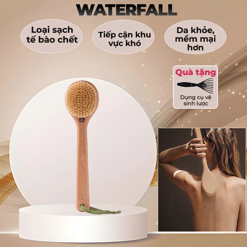 Bàn chải massage, bàn chải tắm khô lưng toàn thân Fjord Professional làm từ gỗ sồi cao cấp - Noruwei