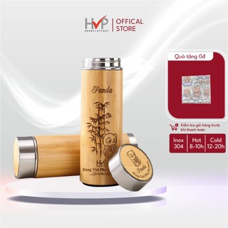 Bình giữ nhiệt 💖HVP💖Bình giữ nhiệt gỗ cây trúc 💖HVP💖 chính hãng 100%, dung tích 500ml, inox 304, giữ nóng/lạnh 8-10h