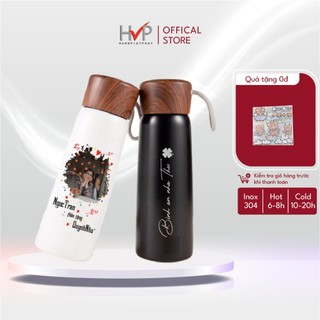Bình nước giữ nhiệt có quai bình giữ nhiệt HVP inox 304 giữ nóng lạnh 8h-20h dung tích 500ml in khắc tên theo yêu cầu