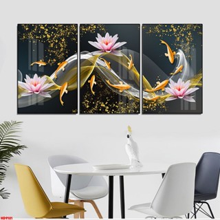 Tranh treo tường tráng gương Cửu Ngư Quần Hội- Khổ lớn 60x90cm