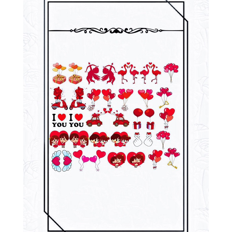 Hình bóc dán mẫu valentine sticker dán