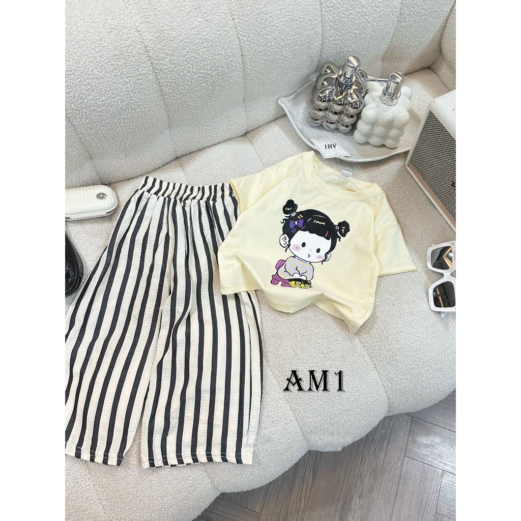 Bộ quần áo bé gái hình gấu xinh xắn TB156 TB320 TN321 Quần kẻ TB441 TN442 và Áo cộc tay bé gái TB443 TN444