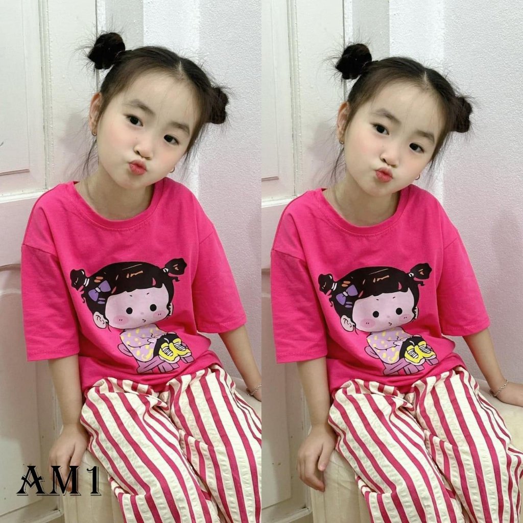 Bộ quần áo bé gái hình gấu xinh xắn TB156 TB320 TN321 Quần kẻ TB441 TN442 và Áo cộc tay bé gái TB443 TN444