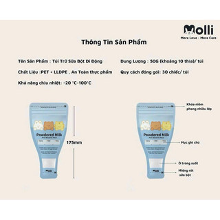 TÚI TRỮ SỮA BỘT MOLLI ( hộp 30 túi )