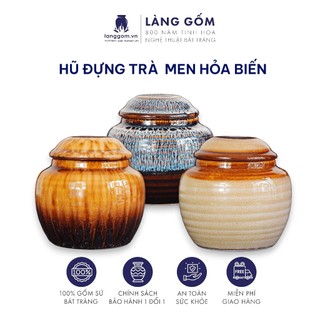 Hũ gốm sứ đựng trà, cà phê, hũ trà men hoả biến - Gốm sứ Bát Tràng cao cấp - LÀNG GỐM