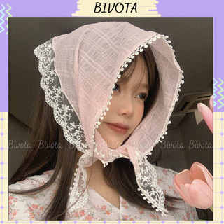 Khăn turban Bivota khăn choàng cổ phối ren đi chơi đi biển cực xinh BD26