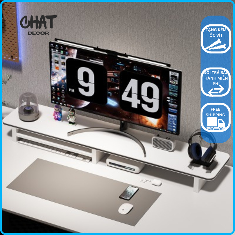 Kệ để màn hình máy tính, Kệ màn hình gỗ decor bàn làm việc bền đẹp