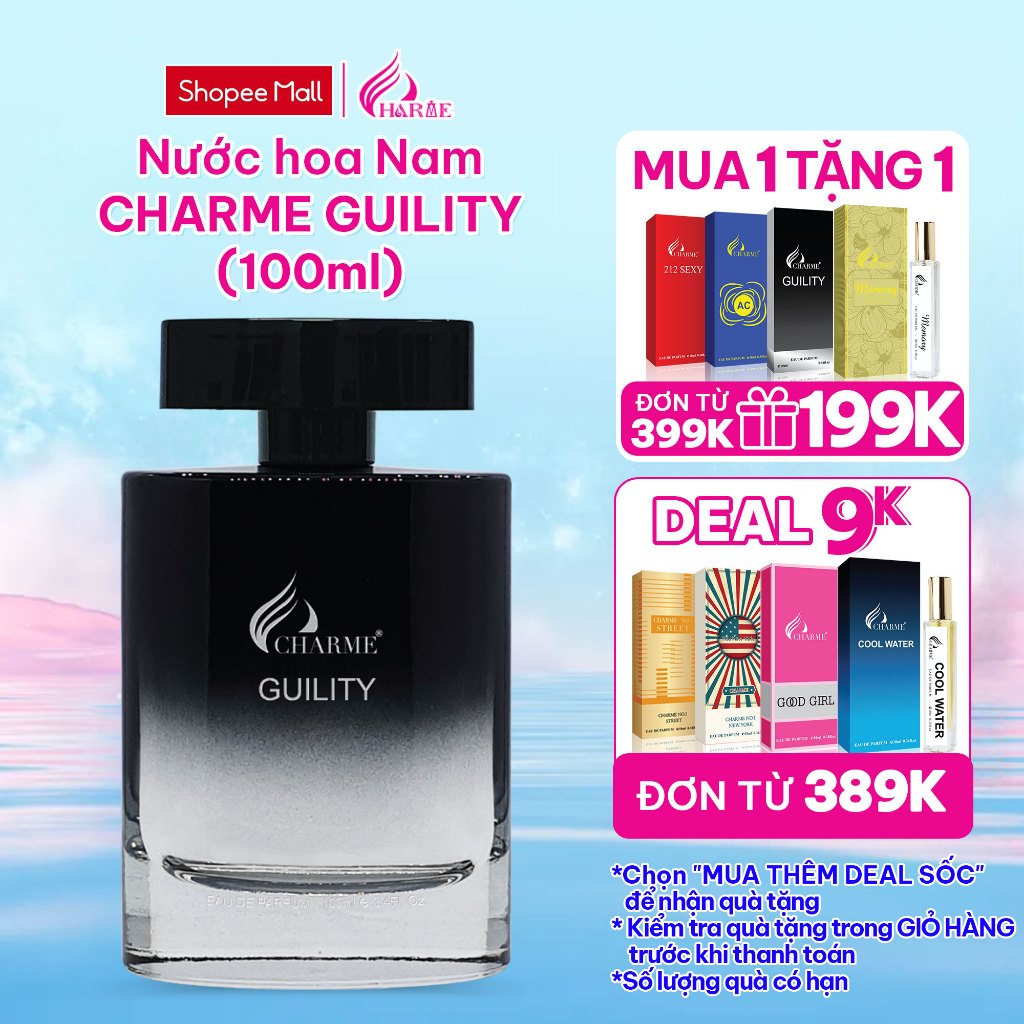 Nước Hoa Nam CHARME GUILITY 100ml Lưu Hương Lâu Phong Cách Bí Ẩn, Lịch Lãm, Sang Trọng Chính Hãng