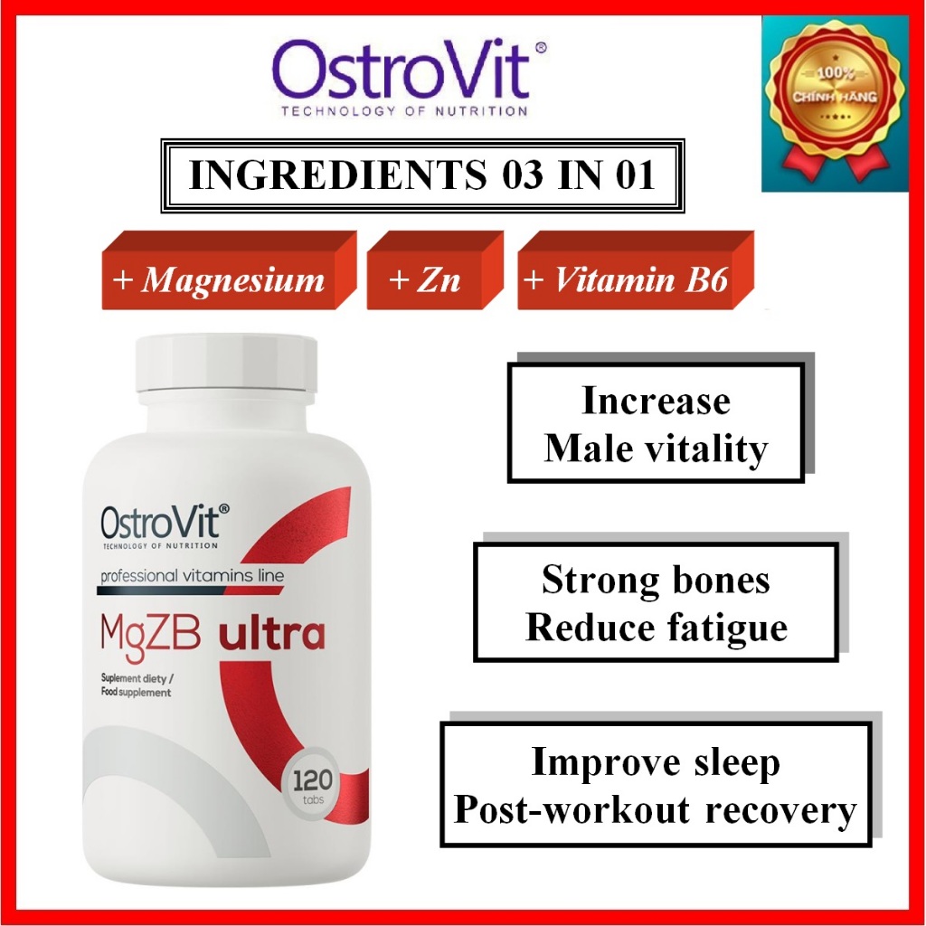 Ostrovit MgZB Ultra 90v/120v - Bổ sung Kẽm Mg B6, phát triển Cơ bắp, tăng Test tự nhiên, cải thiện g