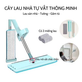 Cây lau nhà tự vắt chổi lau nhà bộ lau nhà lau sàn thiết kế gọn nhẹ hiện đại nhỏ gọn xoay 360 tặng kèm 2 bông lau gala
