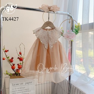 Váy bé gái quỳnh boutique đầm bé gái thiết kế sát nách cổ ren đính ngọc