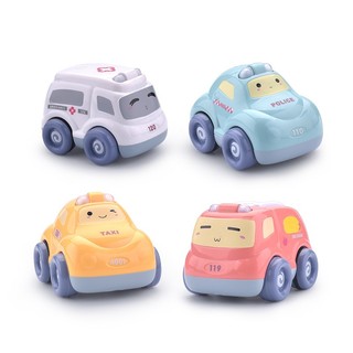 Đồ chơi xe ô tô có đèn và nhạc mô tả xe cứu hỏa, cứu thương, cảnh sát, taxi chạy đà có hộp