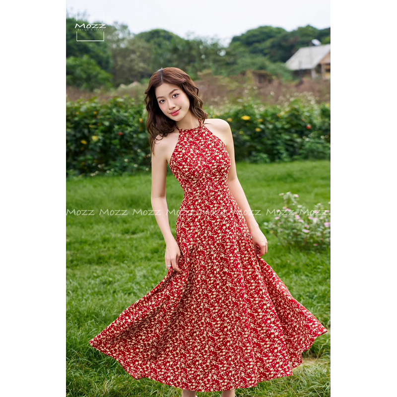 Mozz- Váy maxi hoa đan lưng, váy yếm hoa
