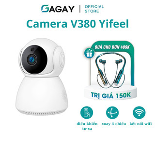 Camera wifi V380 camera gia đình xoay 4 chiều hình ảnh sắc nét kết nối với điện thoại điều khiển đàm thoại từ xa GAGAY