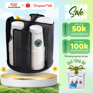 Kệ để cốc, ly nhựa, đựng trà sữa xoay tròn 360 độ đa năng nhựa abs cao cấp kệ ly nhựa