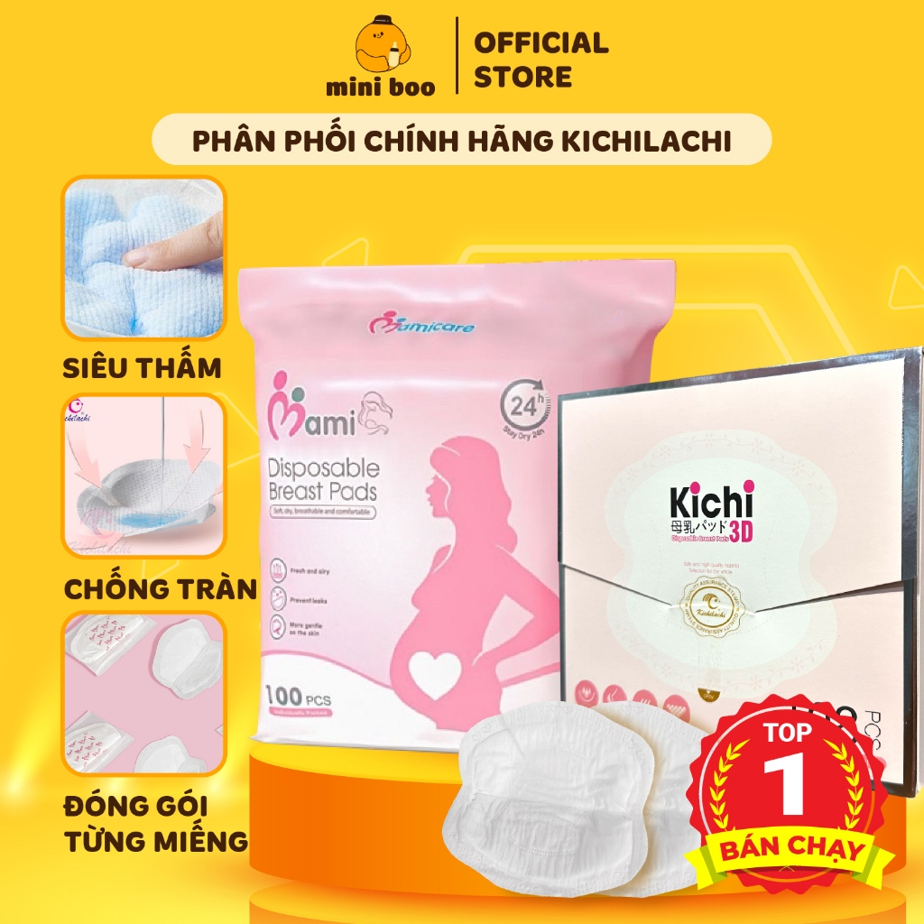 Lót thấm sữa Kichilachi chống tràn tiện ích loại 48 miếng & 100 miếng & 108 miếng Mamicare - MINIBOO