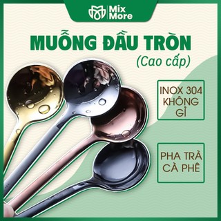 Muỗng, thìa inox cafe 304 đầu tròn, pha cà phê, trà cao cấp, sang trọng Mixmore