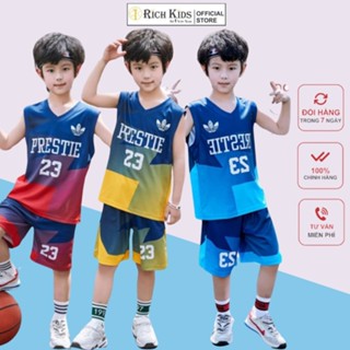 Bộ Ba Lỗ Bóng Rổ RICH KIDS Cho Bé Trai Từ 10 Đến 48kg, Vải Co Giãn Thoáng Mát