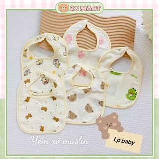 Yếm xô buộc dây xuất Nhật cho bé từ sơ sinh đến ăn dặm quàng cổ, giữ ấm, chống bẩn quần áo - 2X MART