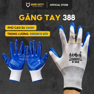Găng tay bảo hộ lao động phủ cao su mã 388 loại 1, găng tay làm vườn dày dặn