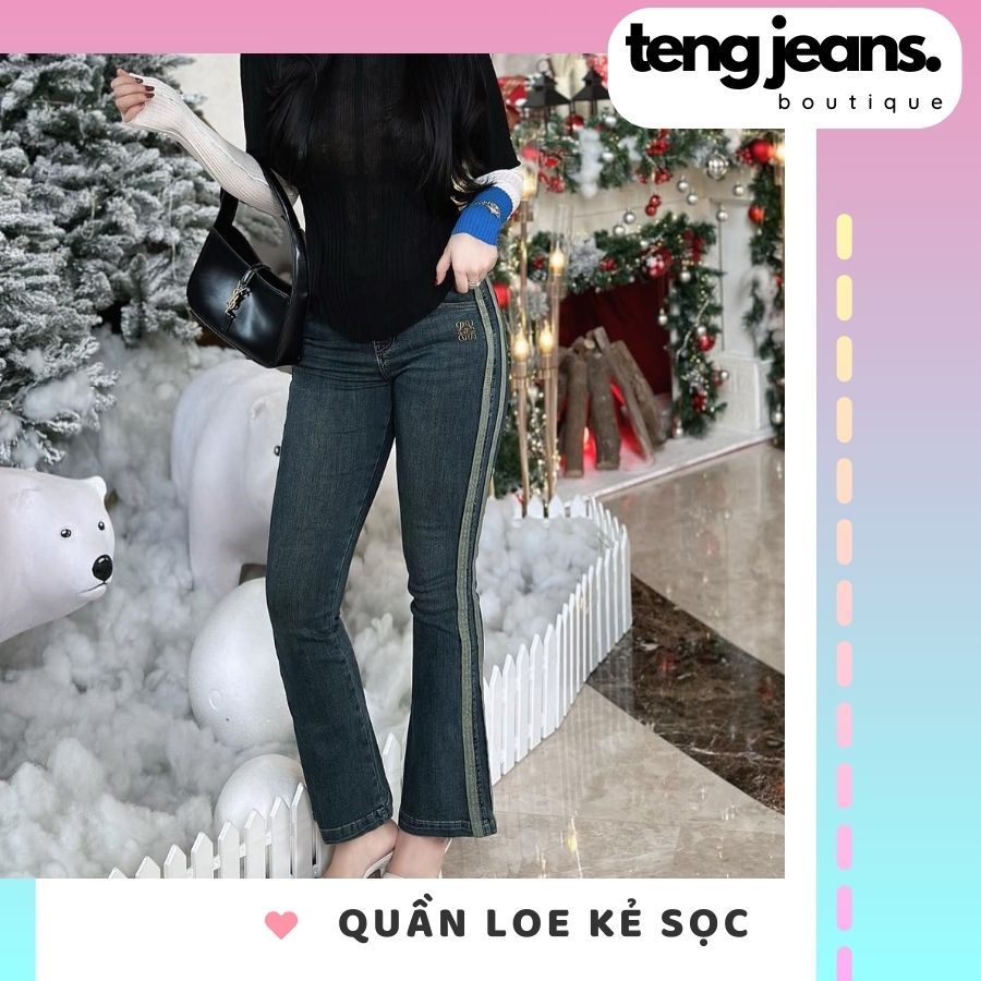 Quần jean loe nữ lưng cao cá tính CS85, Quần bò jean nữ ống loe co giãn cạp cao ôm eo gọn chân