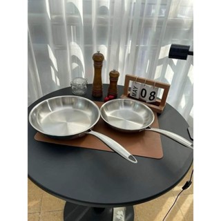 Chảo inox nguyên khối hàng Đức Lunkai inox 18/10 dày 3 lớp, đúc liền đáy, chống dính tự nhiên size 20cm, 24cm lk13, lk14