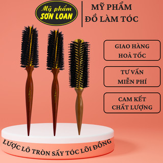 Lược sấy tròn cán gỗ lõi phủ đồng