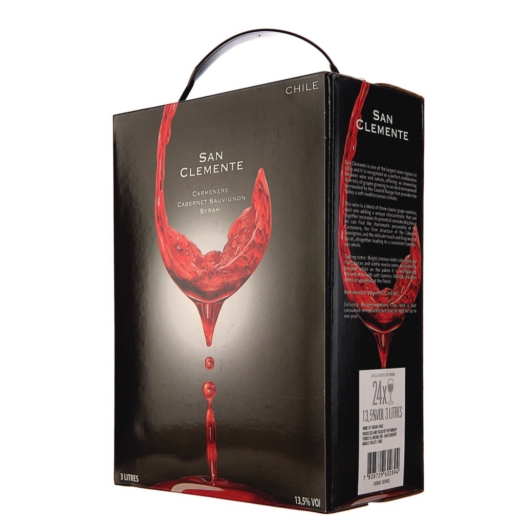 [Nhập khẩu nguyên bịch] Rượu vang bịch Chile San Clemente Cabernet Sauvignon 3 lít.