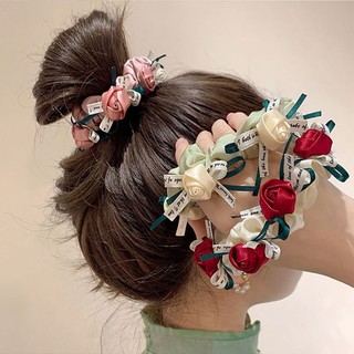 Dây cột tóc vải scrunchies hoa trắng vintage retro TÍM STORE dây buộc tóc thời trang hàn quốc