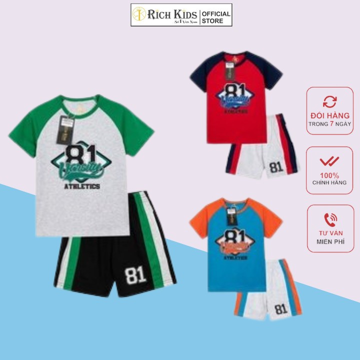 Đồ Bộ Bé Trai Vải 100%cotton Co Giãn Thoáng Mát - Richkids