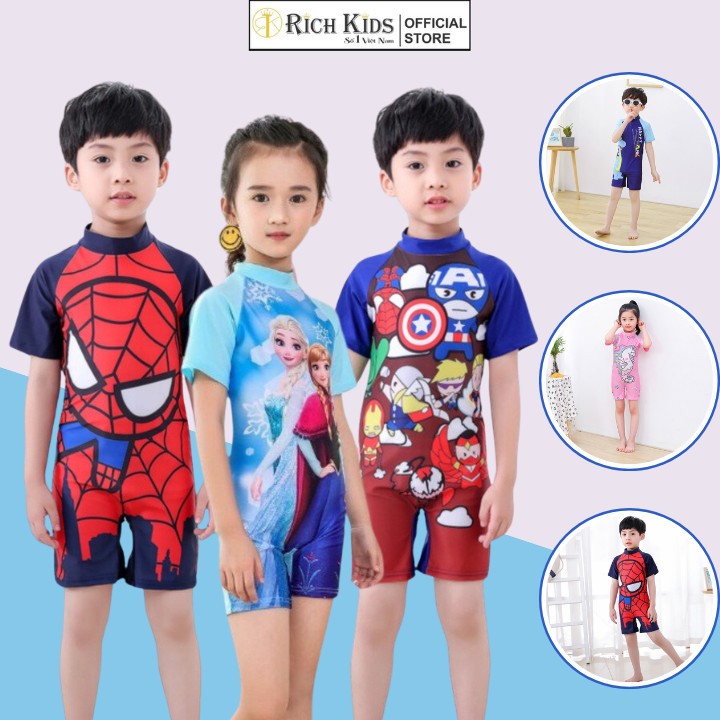 Đồ bơi liền thân RICH KIDS cho bé trai và bé gái 5-10 tuổi họa tiết hoạt hình đáng yêu nhiều màu sắc