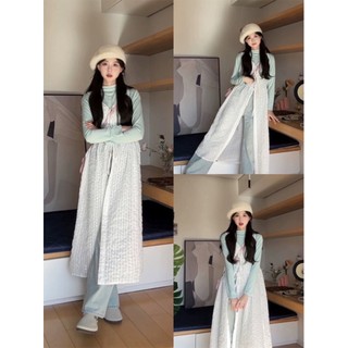 SET ÁO THUN TAY DÀI KÈM ĐẦM REN SÁT NÁCH