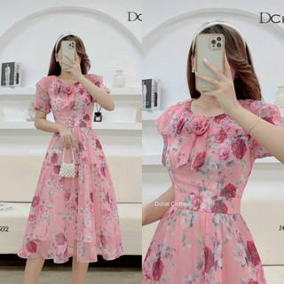 Đầm xoè voan hoa TRIPBLE T DRESS cổ bèo - Size M/L/XL/XXL