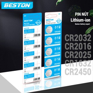 Vỉ 05 Pin nút 3V Beston CR2032 CR2025 CR2016 CR 1632 CR2450  dùng cho remote xe máy ,điều khiển quạt, cân điện tử