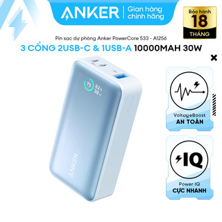 Pin Sạc Dự Phòng ANKER 533 PowerCore 10000mAh 30W - 3 cổng 2USB-C 1USB-A - A1256