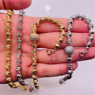 Lắc tay hạt bi titan không gỉ, Vòng tay titan hạt bi màu vàng hoặc trắng kiểu dáng thanh lịch