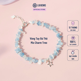 Vòng Tay Đá Thô Liugems Cho Nữ Mix Charm Bạc 925 Dễ Thương Trẻ Trung Năng Động VTDT 01
