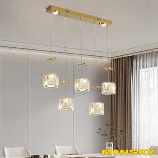 Đèn thả pha lê MONSKY LESUS kiểu dáng hiện đại trang trí nội thất 3 chế độ màu ánh sáng