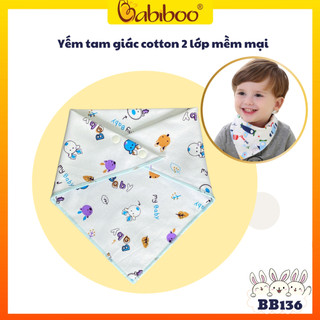 Khăn yếm cho bé BABIBOO khăn yếm tam giác vải cotton 2 lớ, họa tiết xinh xắn - BB136
