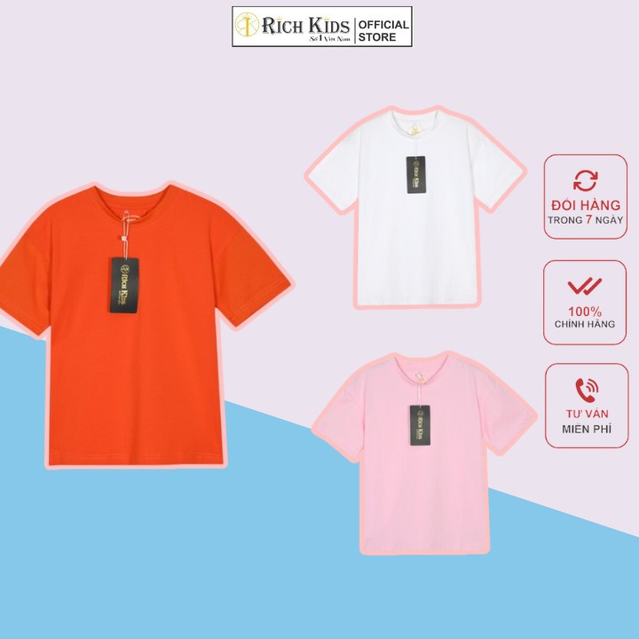 Áo Thun Trơn RICH KIDS 100%Cotton Cho Bé Từ 10kg Đến 46kg