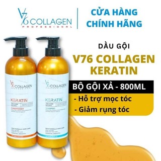 GỘI XẢ KERATIN #V76 COLLAGEN 800ml hương thơm nước hoa mềm mượt