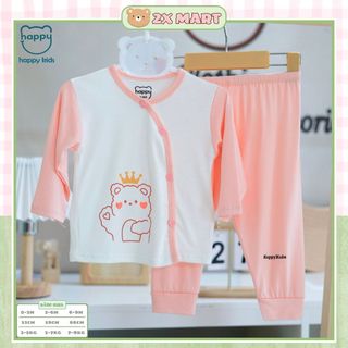 Bộ quần áo bé trai gái sơ sinh dài tay vạt chéo cotton UNCHI LeeLee Kids khuy lệch cho bé 3 4 5 6 7 8 9 kg - 2X MART