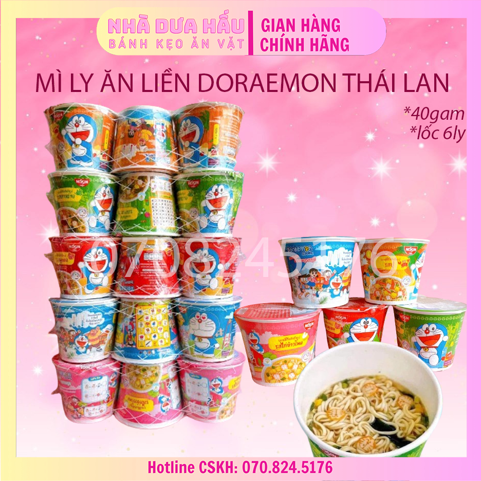 [Lốc 6lyx40gam] Mi ly ăn liền có viên thịt thật DORAEMON Thái Lan