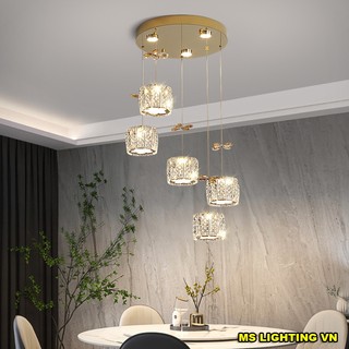 Đèn thả pha lê SOLAR nghệ thuật chùm xoắn trang trí nhà cửa phòng ăn độc đáo - Tặng kèm bóng led
