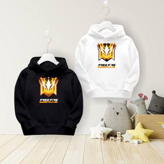 Áo Hoodie Free Fire Chất Nỉ Dầy Dặn Màu Trắng Logo Rank Thách Đấu Max Cực Chất