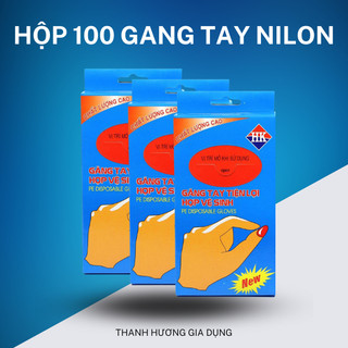Găng tay nilong, găng tay thực phẩm, hộp 100 bao tay thực phẩm siêu dai hợp vệ sinh.